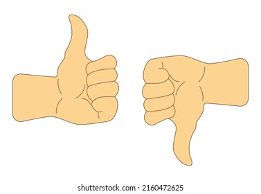 Like and Dislike Vector Flat Icons. Thumbs Up and Down Hand Sign. Design Elements for Smm, Ad, Marketing, Ui, Ux, App and More. Thumbs up and Thumbs Down Circle Emblems. Premium, Best, Illustration.
