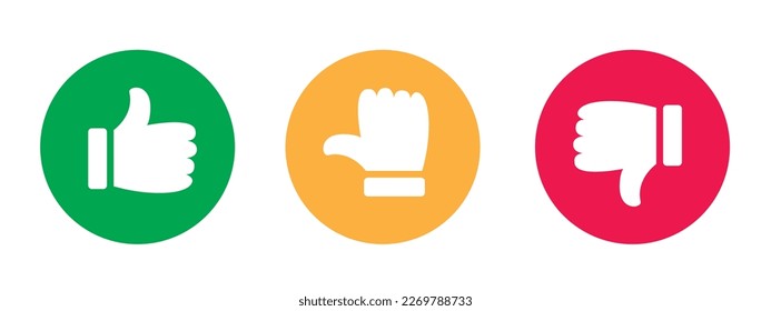 Like and Dislike vector flat Icons. Design Elements for smm, ad, marketing, ui, ux, app and more. Thumbs up and thumbs down circle emblems.