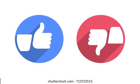 Like and Dislike Vector Flat Icons on White Background. Design Elements for SMM, CEO, APP, UI, UX, Marketing, Business, Advertisement, Digital Network