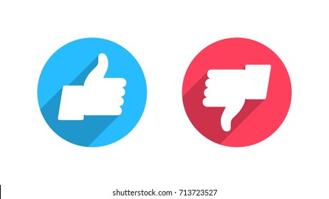 Like and Dislike Vector Flat Icons on White Background. Design Elements for SMM, CEO, APP, UI, UX, Marketing, Business, Advertisement, Digital Network