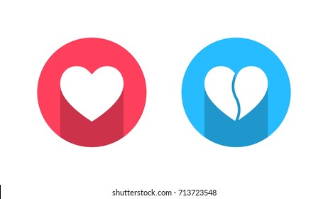 Like and Dislike Vector Flat Icons on White Background. Design Elements for SMM, CEO, APP, UI, UX, Marketing, Business, Advertisement, Digital Network