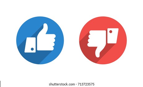 Like and Dislike Vector Flat Icons on White Background. Design Elements for SMM, CEO, APP, UI, UX, Marketing, Business, Advertisement, Digital Network