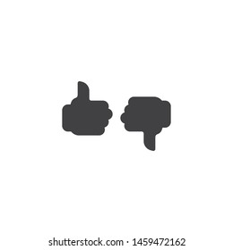 Like and dislike vector icon. Thumb up and thumb down filled flat sign for mobile concept and web design. Feedback glyph icon. Symbol, logo illustration. Vector graphics