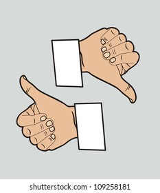 like and do not like Icons with realistic hands, vector illustration