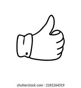 Como el icono del doodle, aislado en un fondo blanco. Ilustración de una mano dibujada a mano por vectores con un dedo levantado