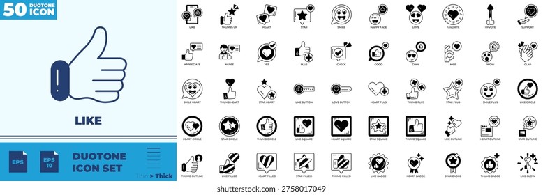 Like Duotone Editable Icons set