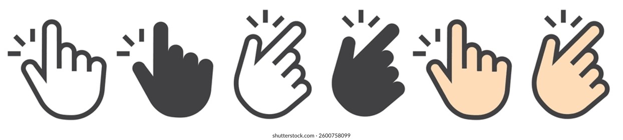 Like easy icon. Easy icon in black and colored. Easy icon. Finger snapping click flick hand gesture sign. Vector illustration