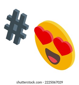 Like emoji icon isometric vector. Social digital. Customer audience