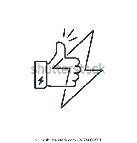 Like, energy, lightning. Intense sincere support. Vector linear icon illustration isolated on white background.