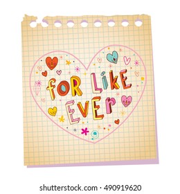 for like ever notepad paper love message with unique hand lettering