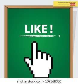 Like and fingers on blackboard background,Vector