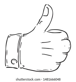 Like. Fist with thumb out. Vector illustration. Simple hand drawn icon.