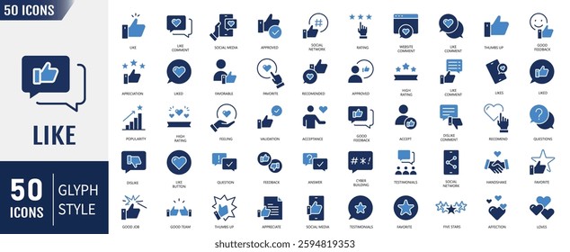 Like flat icon set. Containing as thumbs up, favorite, liked, appreciation, affirmative, validation, and more. Vector illustration