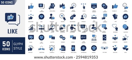 Like flat icon set. Containing as thumbs up, favorite, liked, appreciation, affirmative, validation, and more. Vector illustration