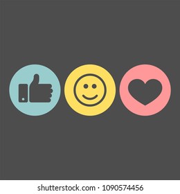 Like flat vector icon. Success flat vector icon. Smile flat vector icon