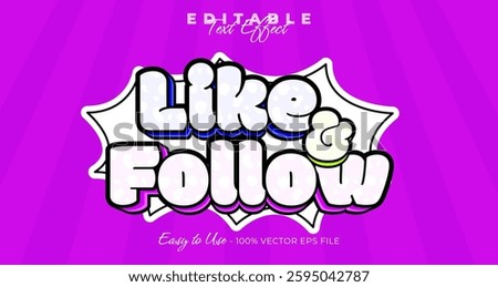 like and follow editable text style, comic text effect