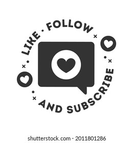 Like, Follow, Subscribe, Influencer Graphic, Social Media Graphic, Online Influencer, Vlog Graphics, Vector Text Illustration Background
