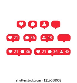 Like, Follower, Comment Icon Set. Vector illustration.