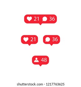 Like, Follower, Comment Icon Set.