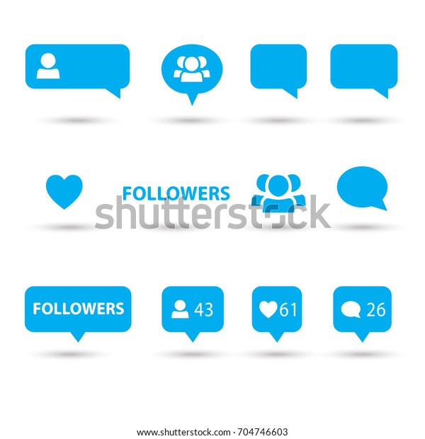 Like Follower Comment Icons Speech Bubbles Stock Vector Royalty Free