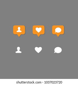 Like, follower, comment icons. Vector illustration.