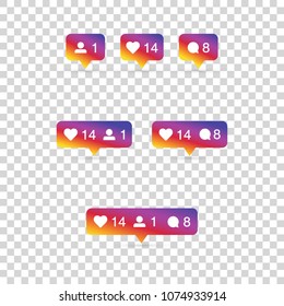 Like, follower, comment icons. Vector illustration.