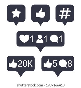 Like, follower, comment icons. Vector illustration. EPS 10