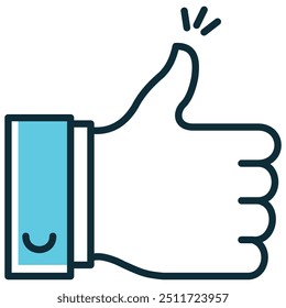 Like Gesture Thumbs Up Vector Icon Design with Editable Stroke, approval, agree, positive, hand, success, feedback, okay, support, affirmation, good, thumbs-up