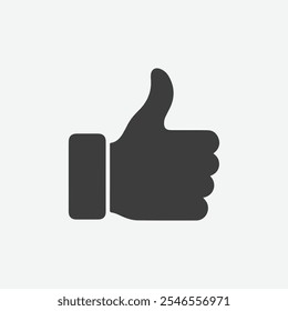 A 'like' glyph icon, represented as a silhouette symbol with a thumbs-up gesture, signifies approval, satisfaction, or agreement. It is commonly used for social media voting, as an accept button