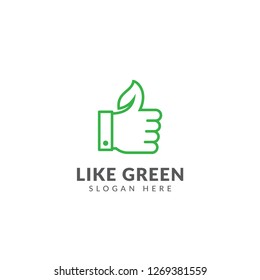 Like green logo or icon vector design template, thumbs and leaves, green color, healthy food, healthy environment, healthy life, healthy people