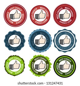 Like hand or best choice stamp set vector