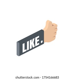 Like hand finger up. Vector 3d isometric, color web icon, new flat style. Creative illustration design, isolated graphic idea for infographics.