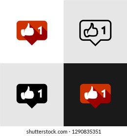 Like hand frame notification symbol. Thumb up icon with counter number.