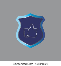 like hand gesture blue theme shield