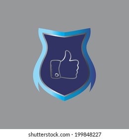 like hand gesture blue theme shield