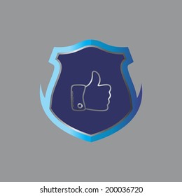 like hand gesture blue theme shield