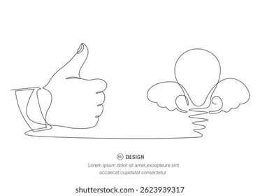Like hand icon. Continuous line idea. Thumbs up finger sign. Brand ambassador gesture symbol. Like hand icon in chat message. Editable stroke.