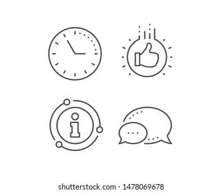 Like hand line icon. Chat bubble, info sign elements. Thumbs up finger sign. Brand ambassador gesture symbol. Linear like hand outline icon. Information bubble. Vector