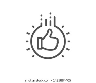 Like hand line icon. Thumbs up finger sign. Brand ambassador gesture symbol. Quality design element. Linear style like hand icon. Editable stroke. Vector