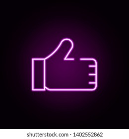 like, hand neon icon. Elements of stratup set. Simple icon for websites, web design, mobile app, info graphics