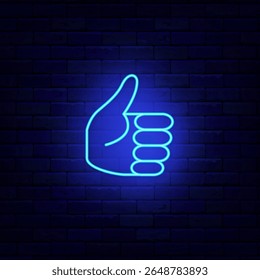 Like hand pose neon icon. Mass media following. Good work. People emotion emblem. Vector stock illustration