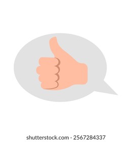 Like, hand shows like. Speech bubble. Vector simple color flat illustration.