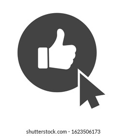 Like hand thumb up vector icon button with mouse cursor click. Social media sign.