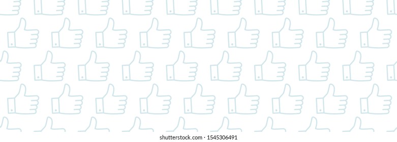 Like hand thumbs up. Seamless pattern horizontal banner background template. The best choice. Vector color Illustration.