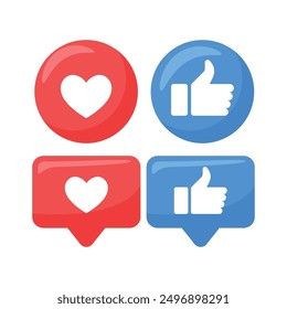 Like Heart Button Vector Illustration