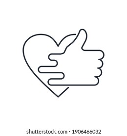 Like from the heart. Customer review. Positive feedback concept symbols. Vector linear icon isolated on white background.