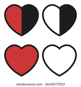 Like and heart icon isolated on white background.
