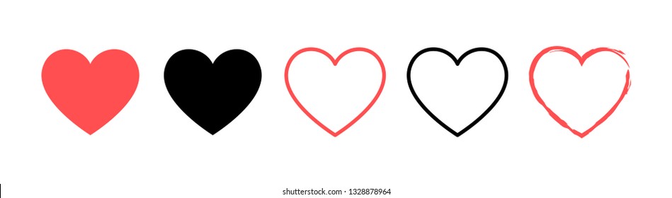Like and Heart icon. Live stream video, chat, likes. Social nets blue thumb up like and red heart web buttons isolated on white background. Vector illustaration
