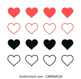Like and Heart icon. Live stream video, chat, likes. Social nets like red heart web buttons isolated on white background. Vector illustaration