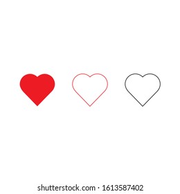 Like and Heart icon. Live stream video, chat, likes. Social nets like red heart web buttons isolated on white background. Valentines Day. Vector illustaration.